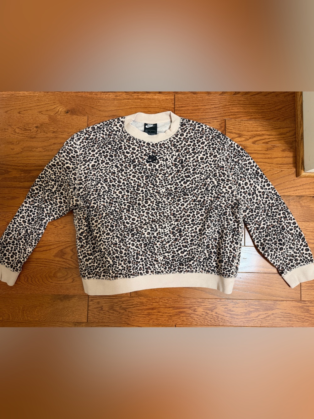 Nike Leopard Print Crewneck Sweater - Beige & Black